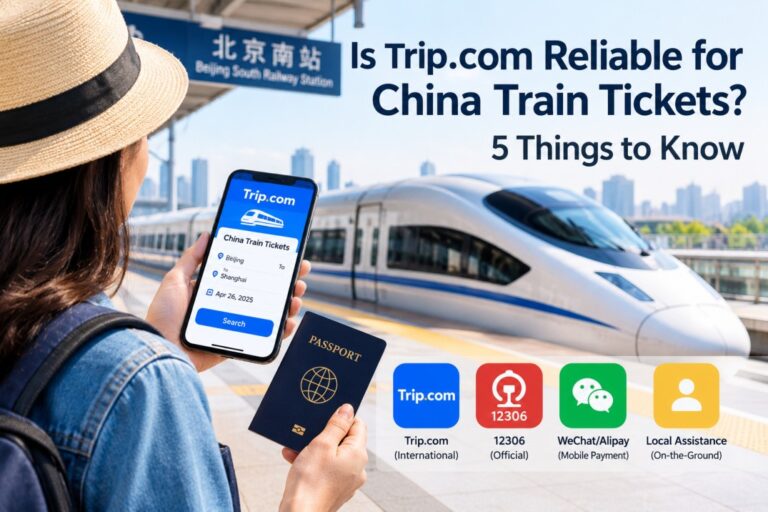 Is Trip.com reliable for China train tickets? Traveler comparing Trip.com and 12306